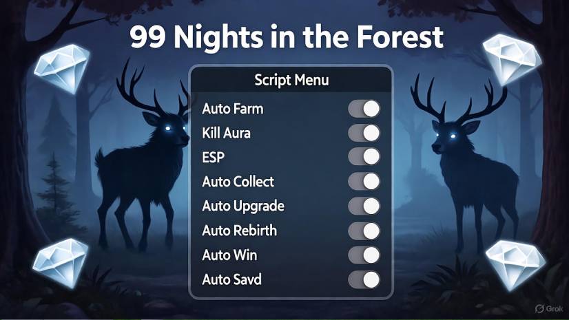 Captura de tela mostrando o menu do script em ação no jogo
